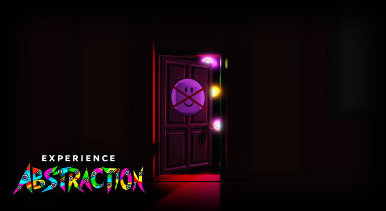 Official Experience Abstraction screenshot of a glowing marked door opening from a dark corridor.